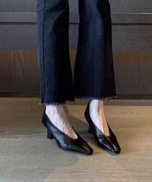 スクエアトゥ低反発パンプス