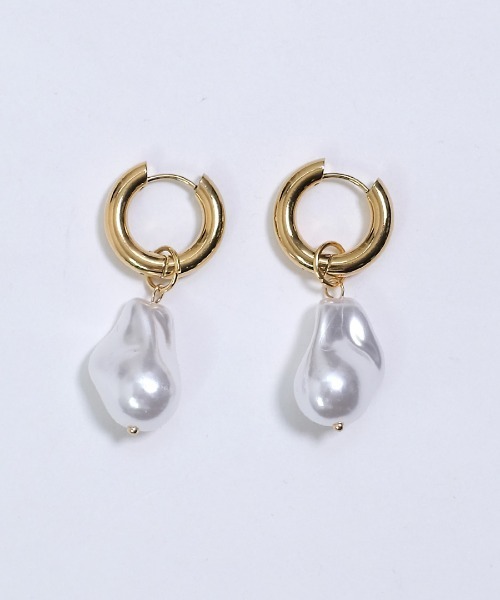 shopnikoniko(ショップニコニコ)の「バロックパール ゴールド フープピアス ステンレス 金属アレルギー対応(ピアス(両耳用)・レディース・ゴールド・フリー)」の11枚目の写真