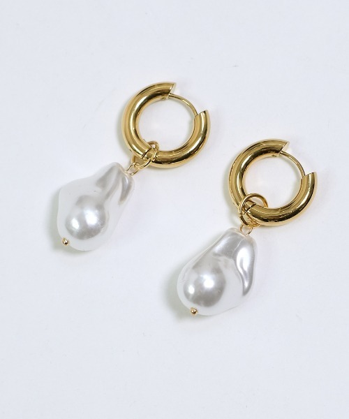 shopnikoniko(ショップニコニコ)の「バロックパール ゴールド フープピアス ステンレス 金属アレルギー対応(ピアス(両耳用)・レディース・ゴールド・フリー)」の12枚目の写真