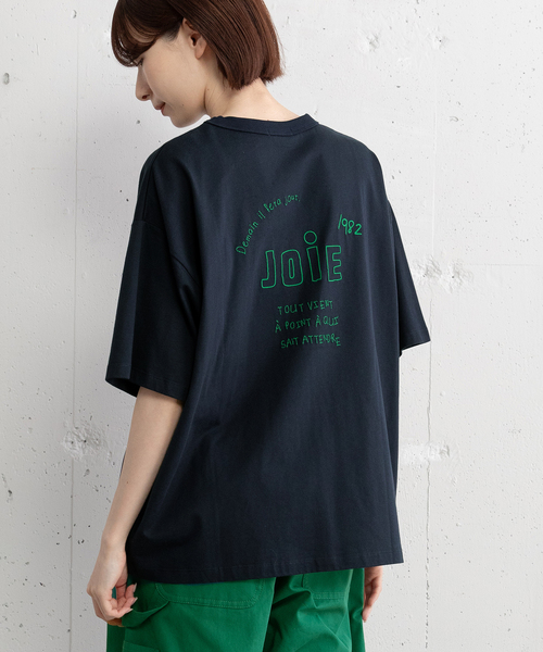 POU DOU DOU(プードゥドゥ)の「JOiEバックロゴ刺繍Tシャツ(Tシャツ/カットソー・レディース・イエロー/ライトイエロー/オフホワイト/ネイビー・M)」の1枚目の写真