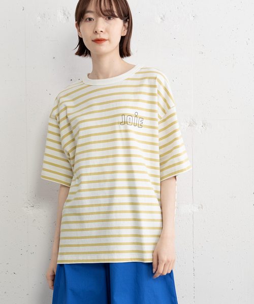 POU DOU DOU(プードゥドゥ)の「JOiEバックロゴ刺繍Tシャツ(Tシャツ/カットソー・レディース・イエロー/ライトイエロー/オフホワイト/ネイビー・M)」の21枚目の写真