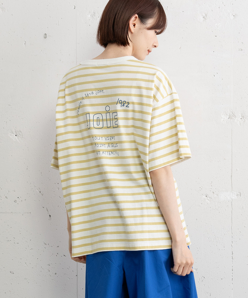 POU DOU DOU(プードゥドゥ)の「JOiEバックロゴ刺繍Tシャツ(Tシャツ/カットソー・レディース・イエロー/ライトイエロー/オフホワイト/ネイビー・M)」の22枚目の写真