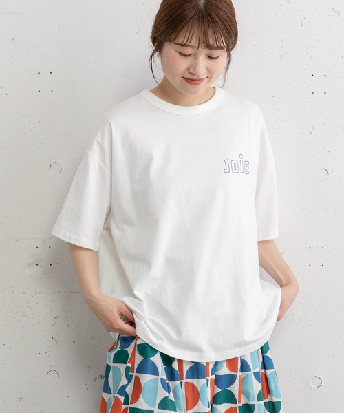 POU DOU DOU(プードゥドゥ)の「JOiEバックロゴ刺繍Tシャツ(Tシャツ/カットソー・レディース・イエロー/ライトイエロー/オフホワイト/ネイビー・M)」の9枚目の写真