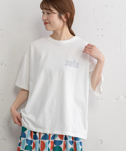 POU DOU DOU(プードゥドゥ)の「JOiEバックロゴ刺繍Tシャツ(Tシャツ/カットソー・レディース・イエロー/ライトイエロー/オフホワイト/ネイビー・M)」の10枚目の写真