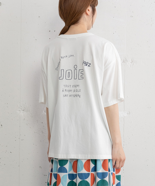 POU DOU DOU(プードゥドゥ)の「JOiEバックロゴ刺繍Tシャツ(Tシャツ/カットソー・レディース・イエロー/ライトイエロー/オフホワイト/ネイビー・M)」の12枚目の写真