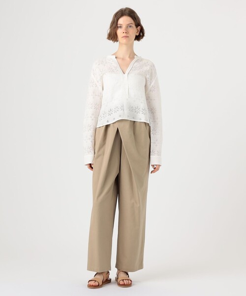 GALERIE VIE（ギャルリー ヴィー）の「■ノンマーセライズドコットン アシンメトリーパンツ（その他パンツ・レディース・ホワイト/ネイビー/ベージュ・36/32）」の12枚目の写真