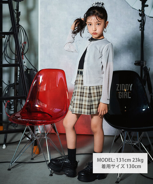 ZIDDY(ジディ)の「合皮ベルト付きチェックスカパン(130~160cm)(スカート・キッズ・ブラック系その他/ブラウン系その他・FREE/130cm/140cm/150cm)」の6枚目の写真