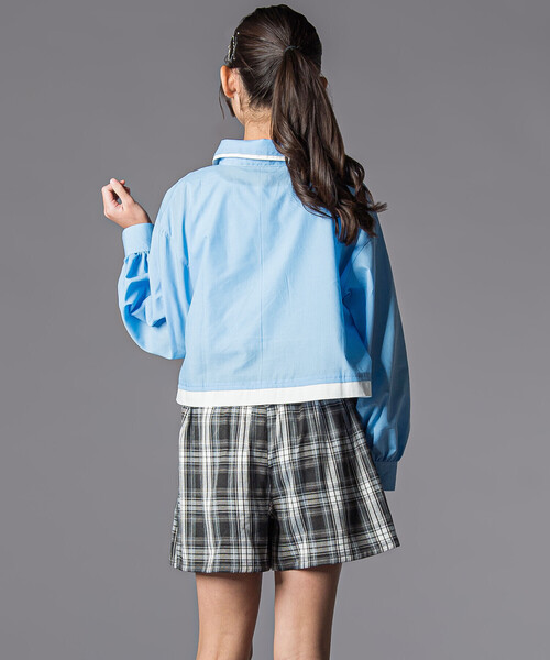 ZIDDY(ジディ)の「合皮ベルト付きチェックスカパン(130~160cm)(スカート・キッズ・ブラック系その他/ブラウン系その他・FREE/130cm/140cm/150cm)」の7枚目の写真