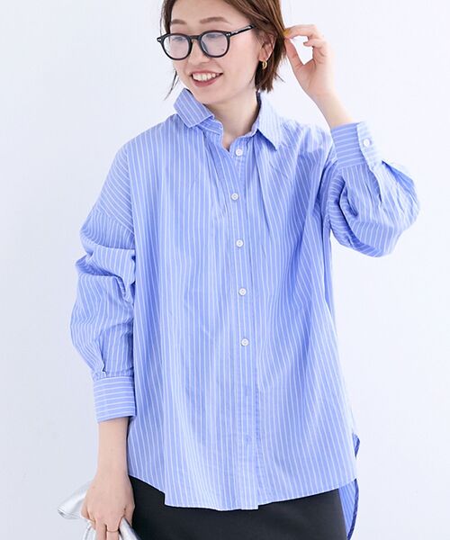 le.coeur blanc(ルクールブラン)の「《WEB限定アイテム》バックギャザーストライプオーバーシャツ(シャツ/ブラウス・レディース・ブラウン系その他2/ホワイト系その他2/ブルー系その他2/ブルー系その他3・38)」の15枚目の写真