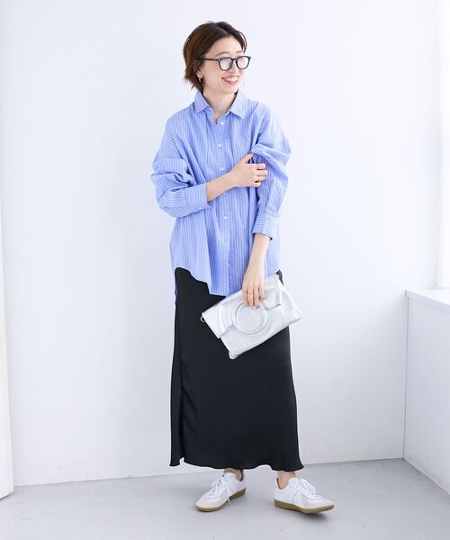 le.coeur blanc(ルクールブラン)の「《WEB限定アイテム》バックギャザーストライプオーバーシャツ(シャツ/ブラウス・レディース・ブラウン系その他2/ホワイト系その他2/ブルー系その他2/ブルー系その他3・38)」の17枚目の写真