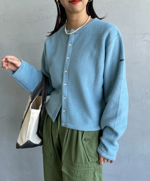 ORCIVAL（オーシバル）の「[ORCIVAL/オーシバル] クルーネック フリースカーディガン（カーディガン/ボレロ・レディース・グレー/サックスブルー/グレイッシュベージュ/ブラック・2）」の4枚目の写真