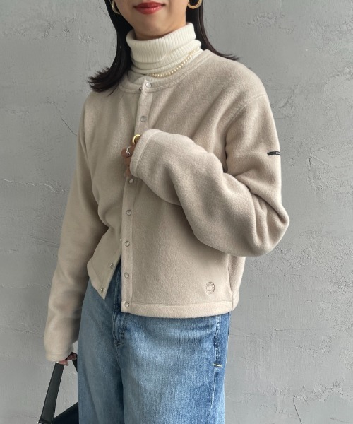 ORCIVAL/オーシバル] クルーネック フリースカーディガン