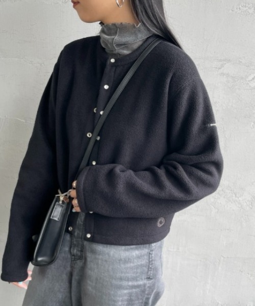 ORCIVAL（オーシバル）の「[ORCIVAL/オーシバル] クルーネック フリースカーディガン（カーディガン/ボレロ・レディース・グレー/サックスブルー/グレイッシュベージュ/ブラック・2）」の2枚目の写真