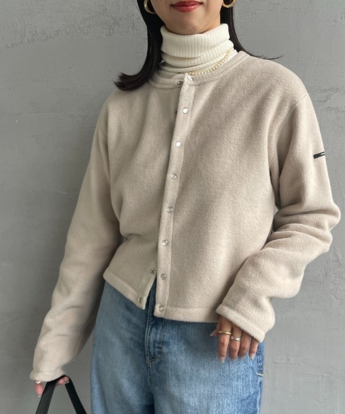 ORCIVAL/オーシバル] クルーネック フリースカーディガン