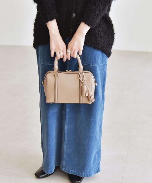 セール】quaranciel: 2way タッセル チャーム ミニ ボストン バッグ