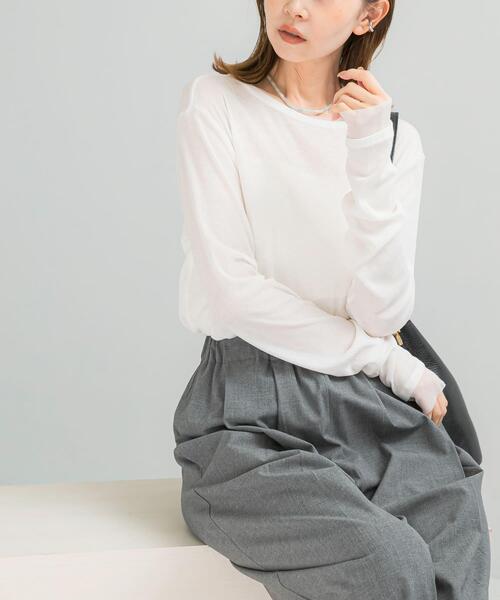 URBAN RESEARCH ROSSO WOMEN（アーバンリサーチ　ロッソ）の「シアードッキングカットソー（Tシャツ/カットソー・レディース・ネイビー/ライトブルー/オフホワイト・FREE）」の16枚目の写真