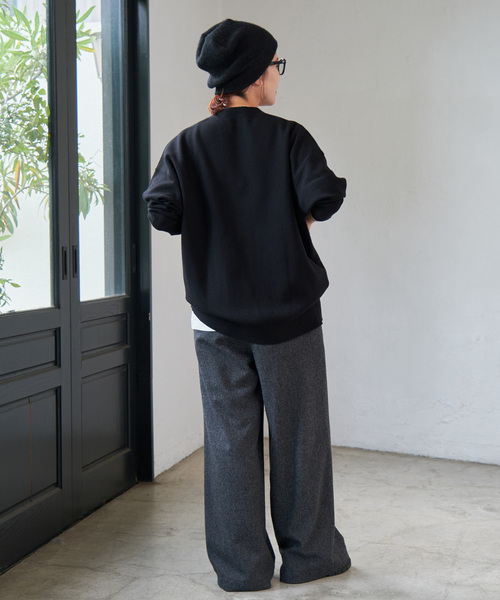 SUBLATIONS ツイードイージーワンタックフレアパンツ SUBLATIONS ツイードイージーワンタックフレアパンツ