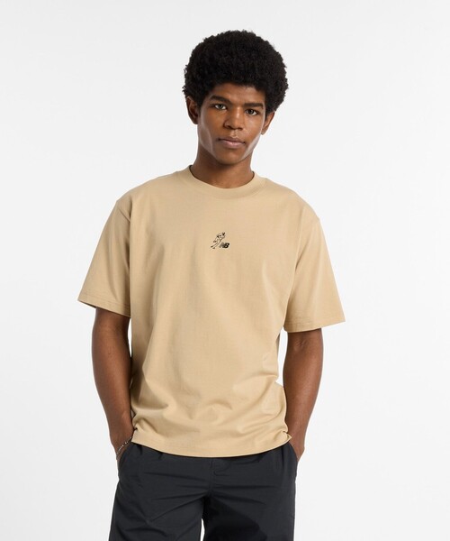 NEW BALANCE(ニューバランス)の「New Balance/ニューバランス S.O HWコットン S/S Tシャツ/MT43739(Tシャツ/カットソー・メンズ・ベージュ/ホワイト/チャコールグレー・MEDIUM/X-LARGE/LARGE/SMALL)」の3枚目の写真
