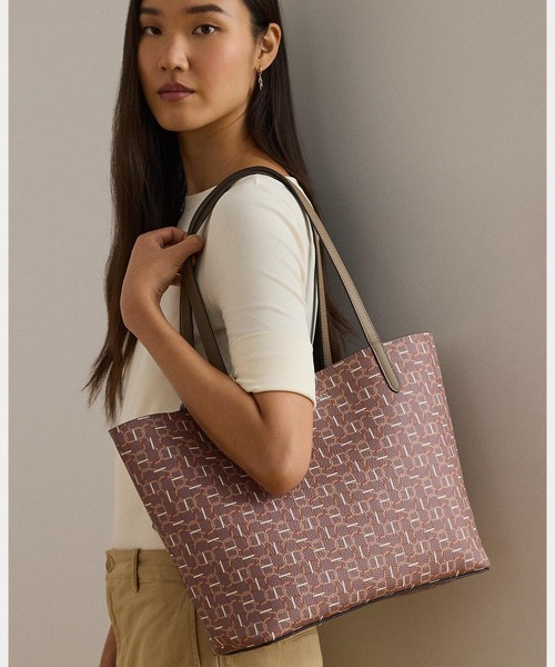 フェイクレザー ラージ リバーシブル トート バッグ（トートバッグ