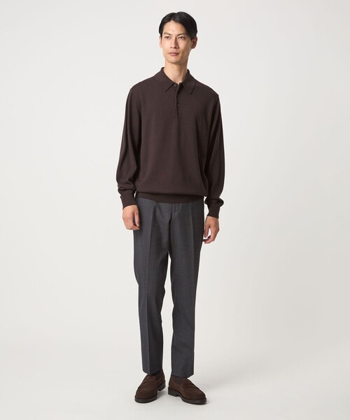 green label relaxing(グリーンレーベルリラクシング)の「Super 120's ハイゲージ ニット ポロシャツ(ニット/セーター・メンズ・ブラック/ダークブラウン/パープル・S/M/L/XL)」の10枚目の写真