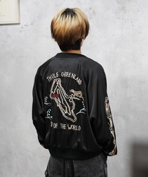 THRIFTY LOOK（スリフティールック）の「THRIFTY LOOK / スリフティールック SOUVENIR GREENLAND BLOUSON サテン スーベニアジャケット スカジャン リバーシブル ショートブルゾン（ブルゾン・レディース）」