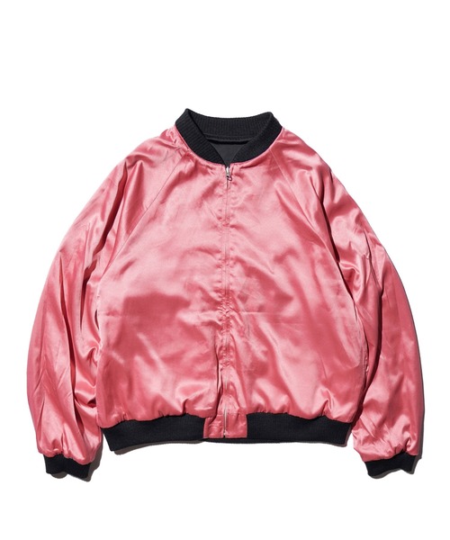THRIFTY LOOK（スリフティールック）の「THRIFTY LOOK / スリフティールック SOUVENIR GREENLAND BLOUSON サテン スーベニアジャケット スカジャン リバーシブル ショートブルゾン（ブルゾン・メンズ・ブラック・X-SMALL/MEDIUM/LARGE）」の5枚目の写真