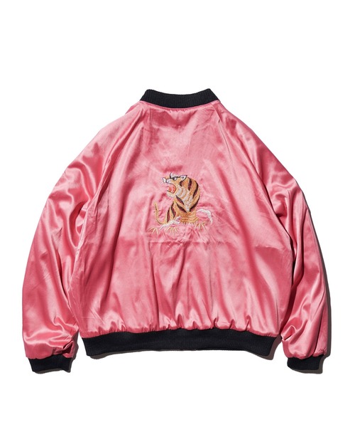 THRIFTY LOOK（スリフティールック）の「THRIFTY LOOK / スリフティールック SOUVENIR GREENLAND BLOUSON サテン スーベニアジャケット スカジャン リバーシブル ショートブルゾン（ブルゾン・メンズ・ブラック・X-SMALL/MEDIUM/LARGE）」の6枚目の写真