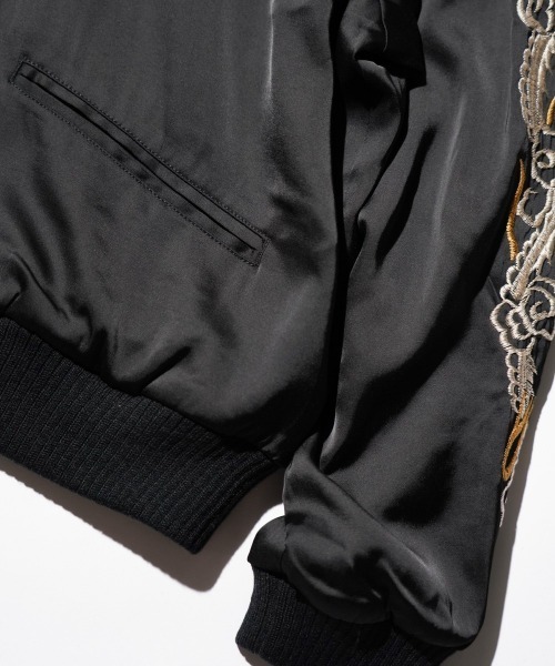 THRIFTY LOOK（スリフティールック）の「THRIFTY LOOK / スリフティールック SOUVENIR GREENLAND BLOUSON サテン スーベニアジャケット スカジャン リバーシブル ショートブルゾン（ブルゾン・メンズ・ブラック・X-SMALL/MEDIUM/LARGE）」の13枚目の写真