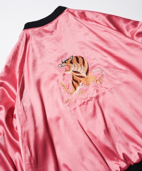 THRIFTY LOOK（スリフティールック）の「THRIFTY LOOK / スリフティールック SOUVENIR GREENLAND BLOUSON サテン スーベニアジャケット スカジャン リバーシブル ショートブルゾン（ブルゾン・メンズ・ブラック・X-SMALL/MEDIUM/LARGE）」の19枚目の写真