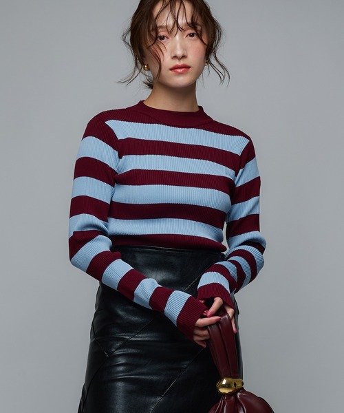 Narcissus（ナルシス）の「配色ボーダーリブニット 《動画あり》（ニット/セーター・レディース・ブラック/ブルー・FREE）」の12枚目の写真