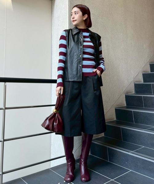 Narcissus（ナルシス）の「配色ボーダーリブニット 《動画あり》（ニット/セーター・レディース・ブラック/ブルー・FREE）」の22枚目の写真