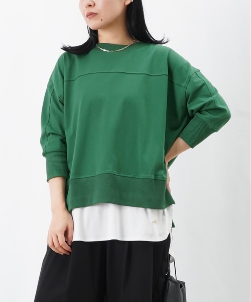 LUCA/LADY LUCK LUCA(ルカ/レディラックルカ)の「LC/LLL 5分袖ワイドプルオーバー(Tシャツ/カットソー・レディース・アイボリー/ブラック/グリーン・FREE)」の1枚目の写真