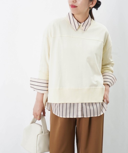 LUCA/LADY LUCK LUCA(ルカ/レディラックルカ)の「LC/LLL 5分袖ワイドプルオーバー(Tシャツ/カットソー・レディース・アイボリー/ブラック/グリーン・FREE)」の2枚目の写真