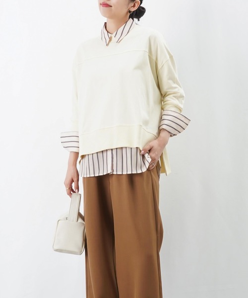 LUCA/LADY LUCK LUCA(ルカ/レディラックルカ)の「LC/LLL 5分袖ワイドプルオーバー(Tシャツ/カットソー・レディース・アイボリー/ブラック/グリーン・FREE)」の4枚目の写真