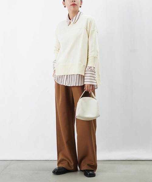 LUCA/LADY LUCK LUCA(ルカ/レディラックルカ)の「LC/LLL 5分袖ワイドプルオーバー(Tシャツ/カットソー・レディース・アイボリー/ブラック/グリーン・FREE)」の5枚目の写真