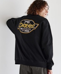 Dickies 裏起毛クルーネック長袖プルオーバー/ブランドロゴ刺繍/ワッペン/バックシンボルプリント刺繍