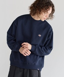 Dickies 裏起毛クルーネック長袖プルオーバー/ブランドロゴ刺繍/ワッペン/バックシンボルプリント刺繍