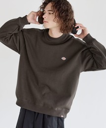 Dickies 裏起毛クルーネック長袖プルオーバー/ブランドロゴ刺繍/ワッペン/バックシンボルプリント刺繍