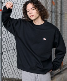 Dickies 裏起毛クルーネック長袖プルオーバー/ブランドロゴ刺繍/ワッペン/バックシンボルプリント刺繍