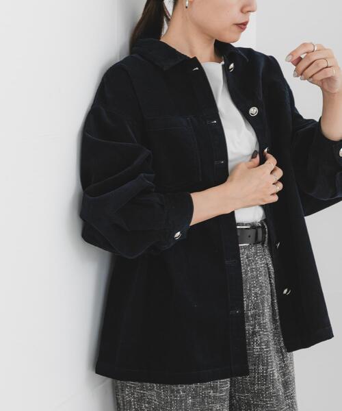 F by ROSSO（エフバイロッソ）の「F by ROSSO　コーデュロイシャツジャケット（その他アウター・レディース・ネイビー/ホワイト系その他・FREE）」の2枚目の写真