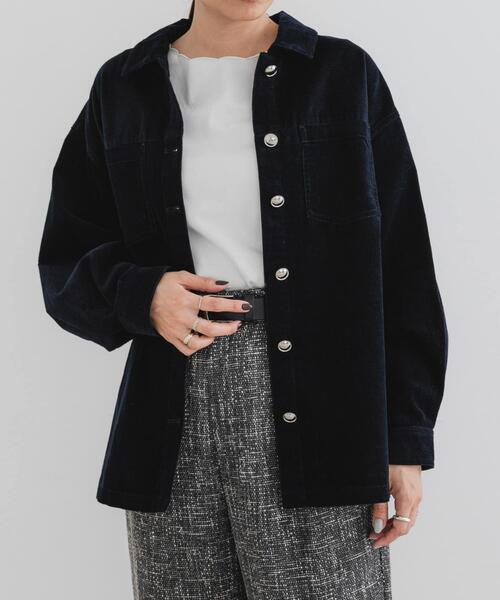 F by ROSSO（エフバイロッソ）の「F by ROSSO　コーデュロイシャツジャケット（その他アウター・レディース・ネイビー/ホワイト系その他・FREE）」の6枚目の写真