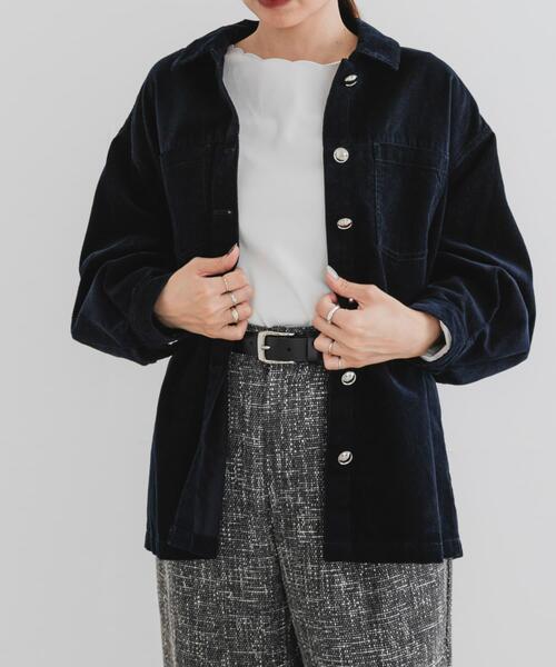 F by ROSSO（エフバイロッソ）の「F by ROSSO　コーデュロイシャツジャケット（その他アウター・レディース・ネイビー/ホワイト系その他・FREE）」の7枚目の写真