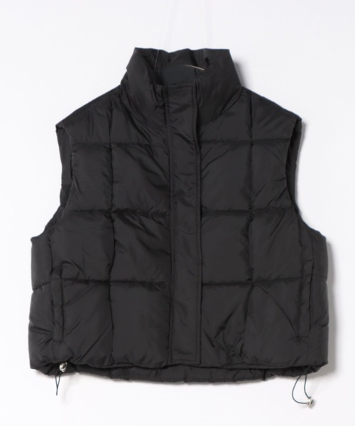 セール】スクエア型キルティング ハイネック短丈ダウンベスト（ダウン