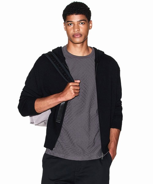ARMANI EXCHANGE(アルマーニエクスチェンジ)の「【A|X アルマーニ エクスチェンジ】ウールコットンブレンド フーデッドジップアップニット(カーディガン/ボレロ・メンズ・ブラック/チャコールグレー・X-LARGE/X-SMALL/LARGE/MEDIUM/SMALL)」の2枚目の写真