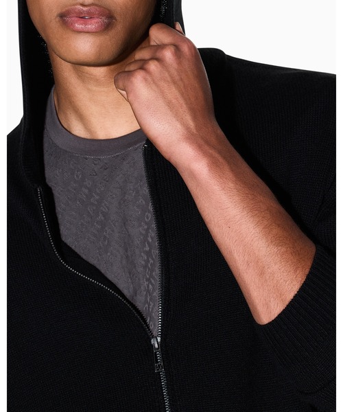 ARMANI EXCHANGE(アルマーニエクスチェンジ)の「【A|X アルマーニ エクスチェンジ】ウールコットンブレンド フーデッドジップアップニット(カーディガン/ボレロ・メンズ・ブラック/チャコールグレー・X-LARGE/X-SMALL/LARGE/MEDIUM/SMALL)」の3枚目の写真