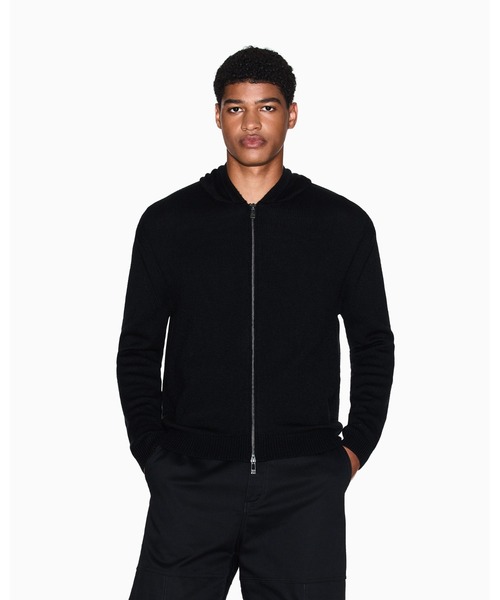 ARMANI EXCHANGE(アルマーニエクスチェンジ)の「【A|X アルマーニ エクスチェンジ】ウールコットンブレンド フーデッドジップアップニット(カーディガン/ボレロ・メンズ・ブラック/チャコールグレー・X-LARGE/X-SMALL/LARGE/MEDIUM/SMALL)」の7枚目の写真