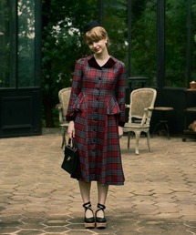 an another angelus | 別珍ラペルペプラムチェックワンピース(ワンピース)