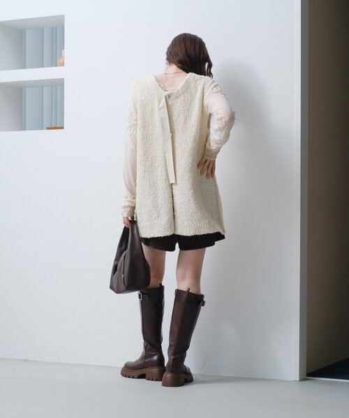 S.Mサイズ展開】リボンヤーンニットベスト（ベスト）｜Kastane