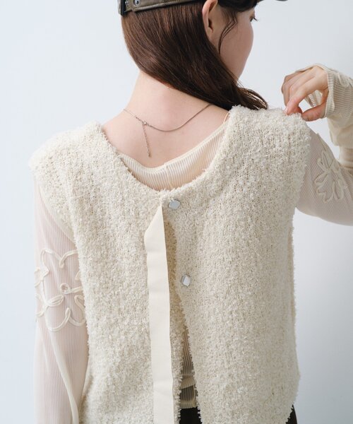 Kastane（カスタネ）の「*【S.Mサイズ展開】リボンヤーンニットベスト（ベスト・レディース・アイボリー/ブラウン/チャコールグレー・MEDIUM/SMALL）」の8枚目の写真
