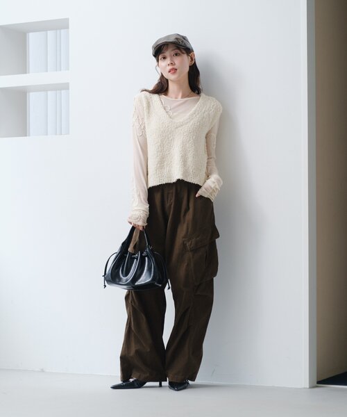 Kastane（カスタネ）の「【S.Mサイズ展開】リボンヤーンニットベスト